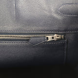 Pre-owned Hermes Birkin 35 Bleu Abysse Shiny Porosus Crocodile Palladium Hardware