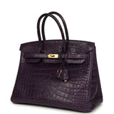 Pre-owned Hermes Birkin 35 Amethyst Matte Alligator Gold Hardware