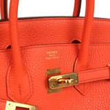 Pre-owned Hermes Birkin 25 Orange Poppy Togo Gold Hardware - Thumbnail View 7