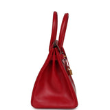 Pre-owned Hermes Birkin 30 Rouge Vif Tadelakt Gold Hardware