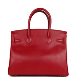 Pre-owned Hermes Birkin 30 Rouge Vif Tadelakt Gold Hardware
