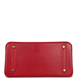 Pre-owned Hermes Birkin 30 Rouge Vif Tadelakt Gold Hardware