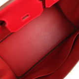Pre-owned Hermes Birkin 30 Rouge Vif Tadelakt Gold Hardware