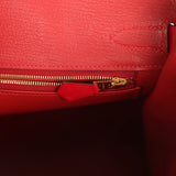 Pre-owned Hermes Birkin 30 Rouge Vif Tadelakt Gold Hardware