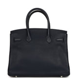 Pre-owned Hermes Birkin 30 Bleu Nuit Verso Togo Palladium Hardware
