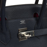 Pre-owned Hermes Birkin 30 Bleu Nuit Verso Togo Palladium Hardware