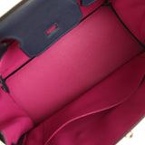 Pre-owned Hermes Birkin 30 Bleu Nuit Verso Togo Palladium Hardware