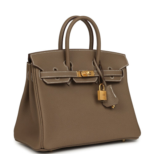 Hermes Birkin 25 Etoupe Togo Brushed Gold Hardware