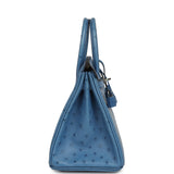 Pre-owned Hermes Birkin 25 Mykonos Ostrich Palladium Hardware - Thumbnail View 3