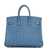 Pre-owned Hermes Birkin 25 Mykonos Ostrich Palladium Hardware - Thumbnail View 4