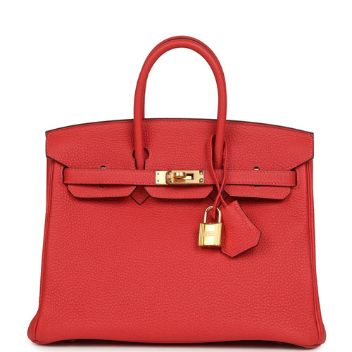 Pre-owned Hermes Birkin 25 Rouge Pivone Togo Gold Hardware