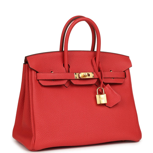 Pre-owned Hermes Birkin 25 Rouge Pivone Togo Gold Hardware