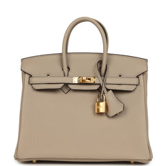 Hermes Birkin 25 Gris Tourterelle Togo Gold Hardware