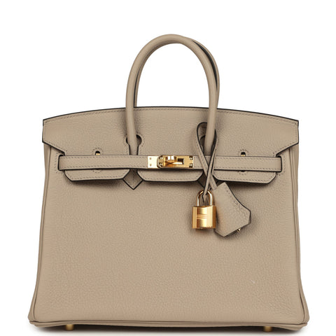 Hermes Birkin 25 Gris Tourterelle Togo Gold Hardware