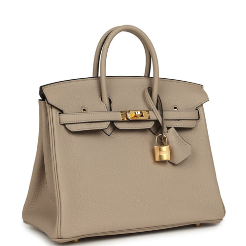Hermes Birkin 25 Gris Tourterelle Togo Gold Hardware