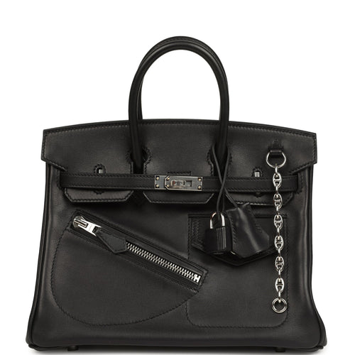 Hermes Limited Edition Birkin Rock 25 Black Volupto Palladium Hardware
