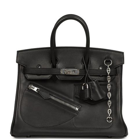 Hermes Limited Edition Birkin Rock 25 Black Volupto Palladium Hardware
