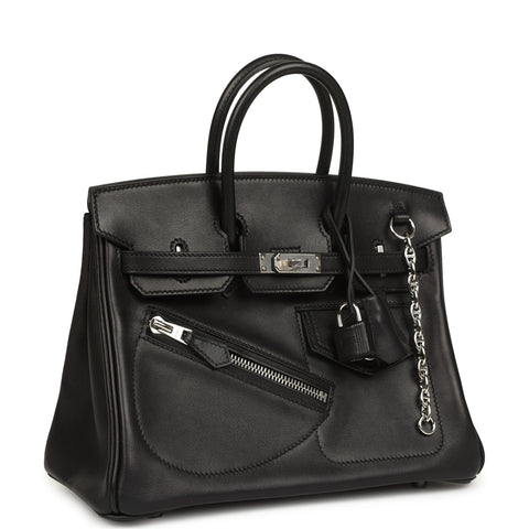 Hermes Limited Edition Birkin Rock 25 Black Volupto Palladium Hardware