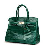 Pre-owned Hermes Birkin 30 Vert Emerald Shiny Niloticus Crocodile Gold Hardware - Thumbnail View 5