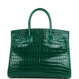 Pre-owned Hermes Birkin 30 Vert Emerald Shiny Niloticus Crocodile Gold Hardware - Thumbnail View 4