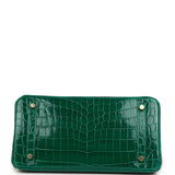 Pre-owned Hermes Birkin 30 Vert Emerald Shiny Niloticus Crocodile Gold Hardware - Thumbnail View 6
