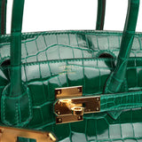 Pre-owned Hermes Birkin 30 Vert Emerald Shiny Niloticus Crocodile Gold Hardware - Thumbnail View 7