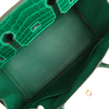 Pre-owned Hermes Birkin 30 Vert Emerald Shiny Niloticus Crocodile Gold Hardware - Thumbnail View 8