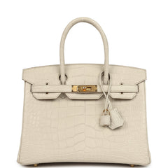 Pre-owned Hermes Birkin 30 Beton Matte Alligator Gold Hardware