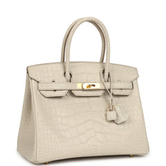 Pre-owned Hermes Birkin 30 Beton Matte Alligator Gold Hardware