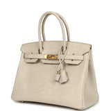 Pre-owned Hermes Birkin 30 Beton Matte Alligator Gold Hardware