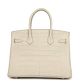 Pre-owned Hermes Birkin 30 Beton Matte Alligator Gold Hardware