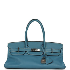 Vintage Hermes Shoulder Birkin 42 JPG Blue Jean Clemence Palladium Hardware