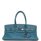 Vintage Hermes Shoulder Birkin 42 JPG Blue Jean Clemence Palladium Hardware - Thumbnail View 1