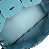 Vintage Hermes Shoulder Birkin 42 JPG Blue Jean Clemence Palladium Hardware - Thumbnail View 8