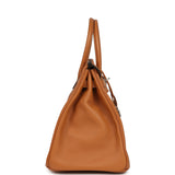 Pre-owned Hermes Birkin 35 "Sea Surf and Fun" Toffee Novillo Palladium Hardware - Thumbnail View 3