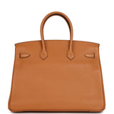Pre-owned Hermes Birkin 35 "Sea Surf and Fun" Toffee Novillo Palladium Hardware - Thumbnail View 4