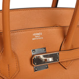 Pre-owned Hermes Birkin 35 "Sea Surf and Fun" Toffee Novillo Palladium Hardware - Thumbnail View 7