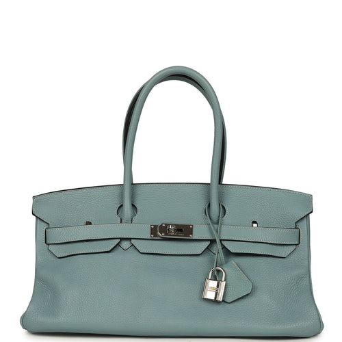 Vintage Hermes Shoulder Birkin 42 JPG Ciel Clemence Palladium Hardware