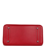 Pre-owned Hermes Birkin 30 Rouge Vif Tadelakt Palladium Hardware