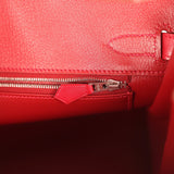 Pre-owned Hermes Birkin 30 Rouge Vif Tadelakt Palladium Hardware