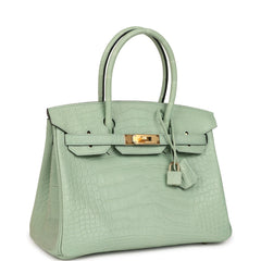 Hermes Birkin 30 Vert D'Eau Matte Alligator Gold Hardware