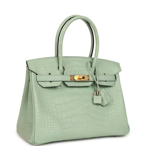 Hermes Birkin 30 Vert D'Eau Matte Alligator Gold Hardware