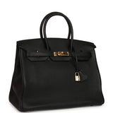 Vintage Hermes Birkin 35 Black Togo Gold Hardware
