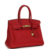 Pre-owned Hermes Birkin 30 Rouge Casaque Togo Gold Hardware - Thumbnail View 2