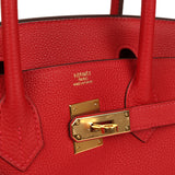 Pre-owned Hermes Birkin 30 Rouge Casaque Togo Gold Hardware - Thumbnail View 7