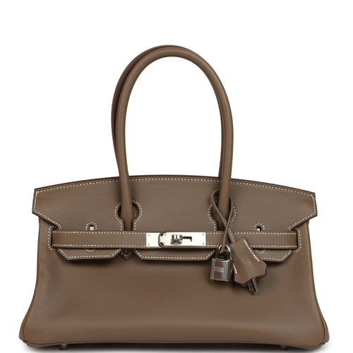 Hermes Shoulder Birkin Light 29 Etoupe Evercolor Palladium Hardware