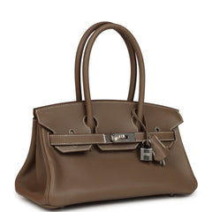 Hermes Shoulder Birkin Light 29 Etoupe Evercolor Palladium Hardware