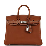 Hermes Birkin 25 Fauve Barenia Faubourg Palladium Hardware