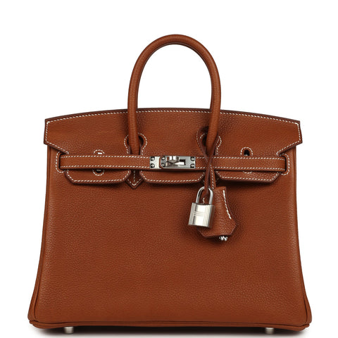 Hermes Birkin 25 Fauve Barenia Faubourg Palladium Hardware