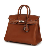 Hermes Birkin 25 Fauve Barenia Faubourg Palladium Hardware